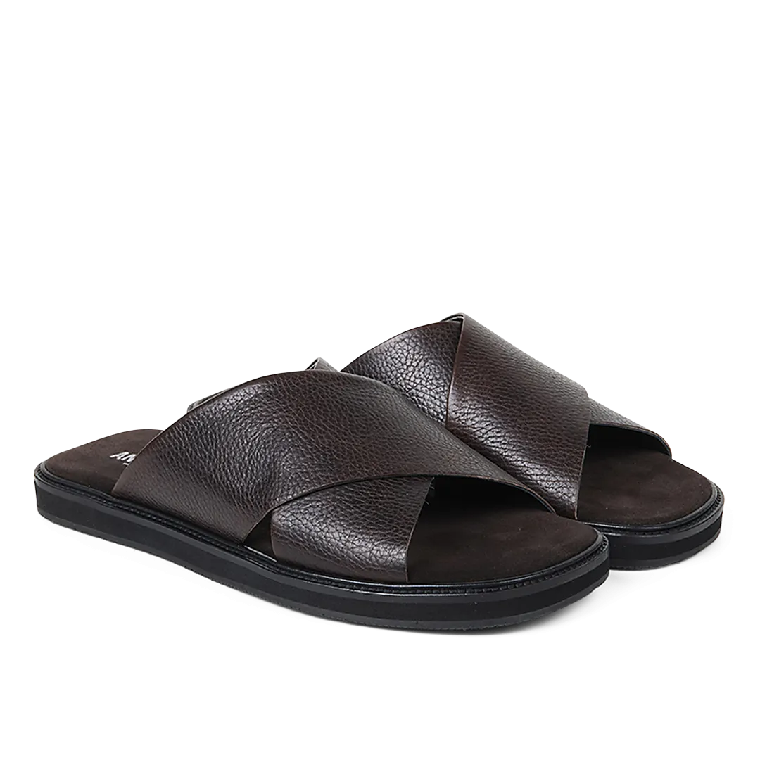 Slip-in cross leather sandal