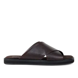 Slip-in cross leather sandal