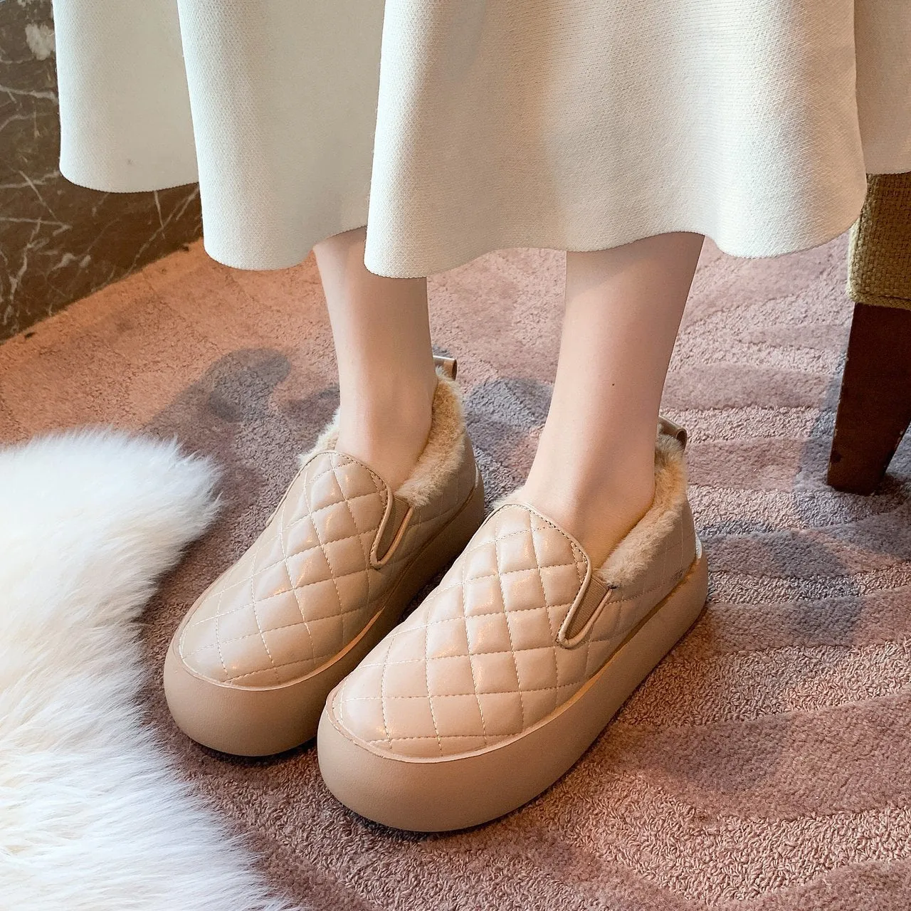 Slip On Fur Shoes