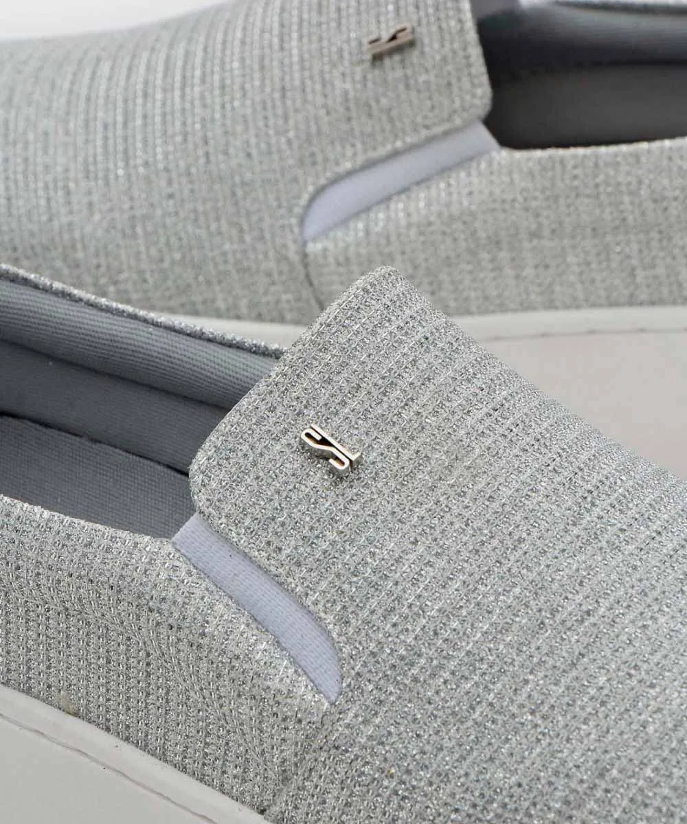 Slip On Santa Lolla Prata Brilho Sola Alta
