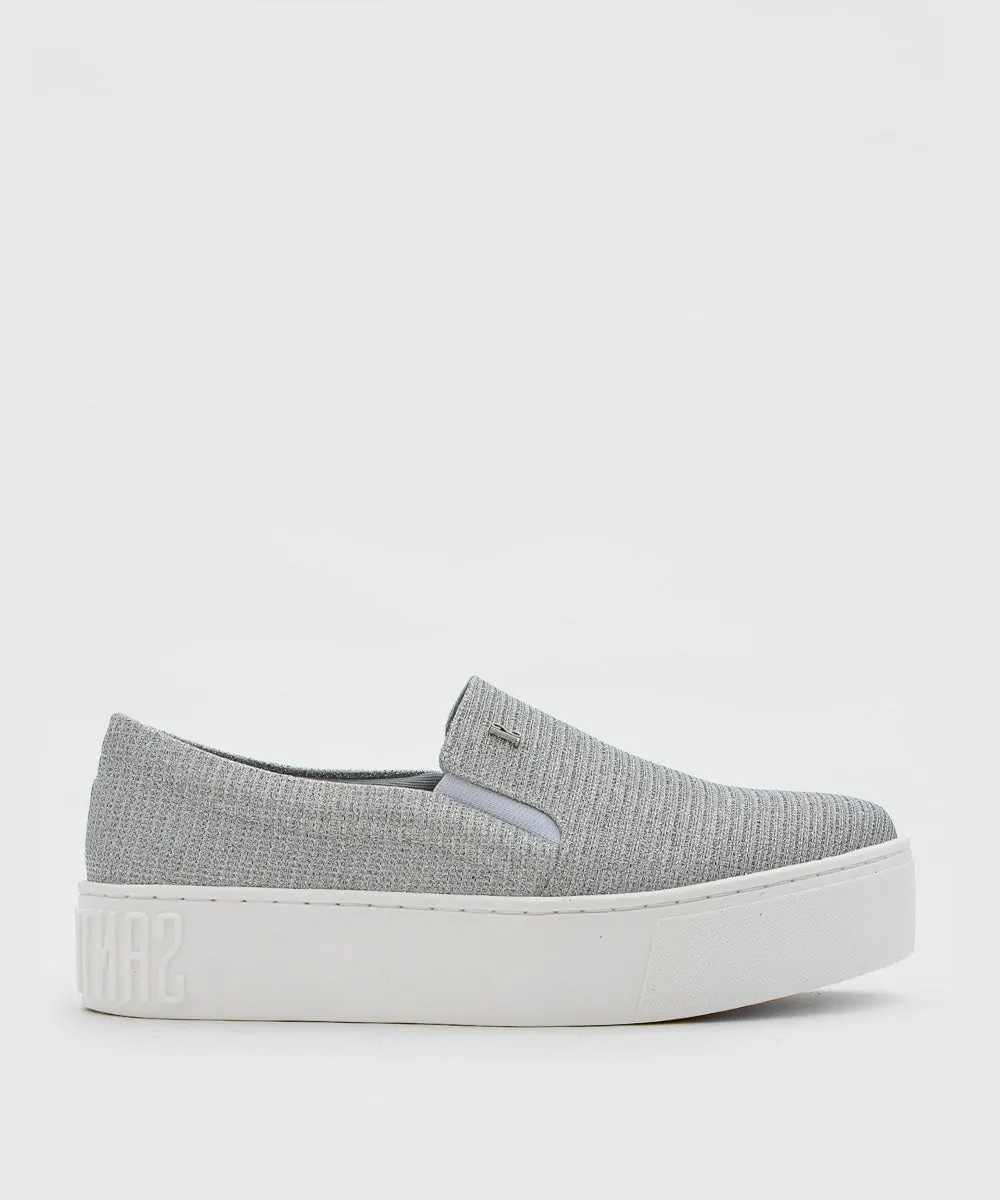 Slip On Santa Lolla Prata Brilho Sola Alta