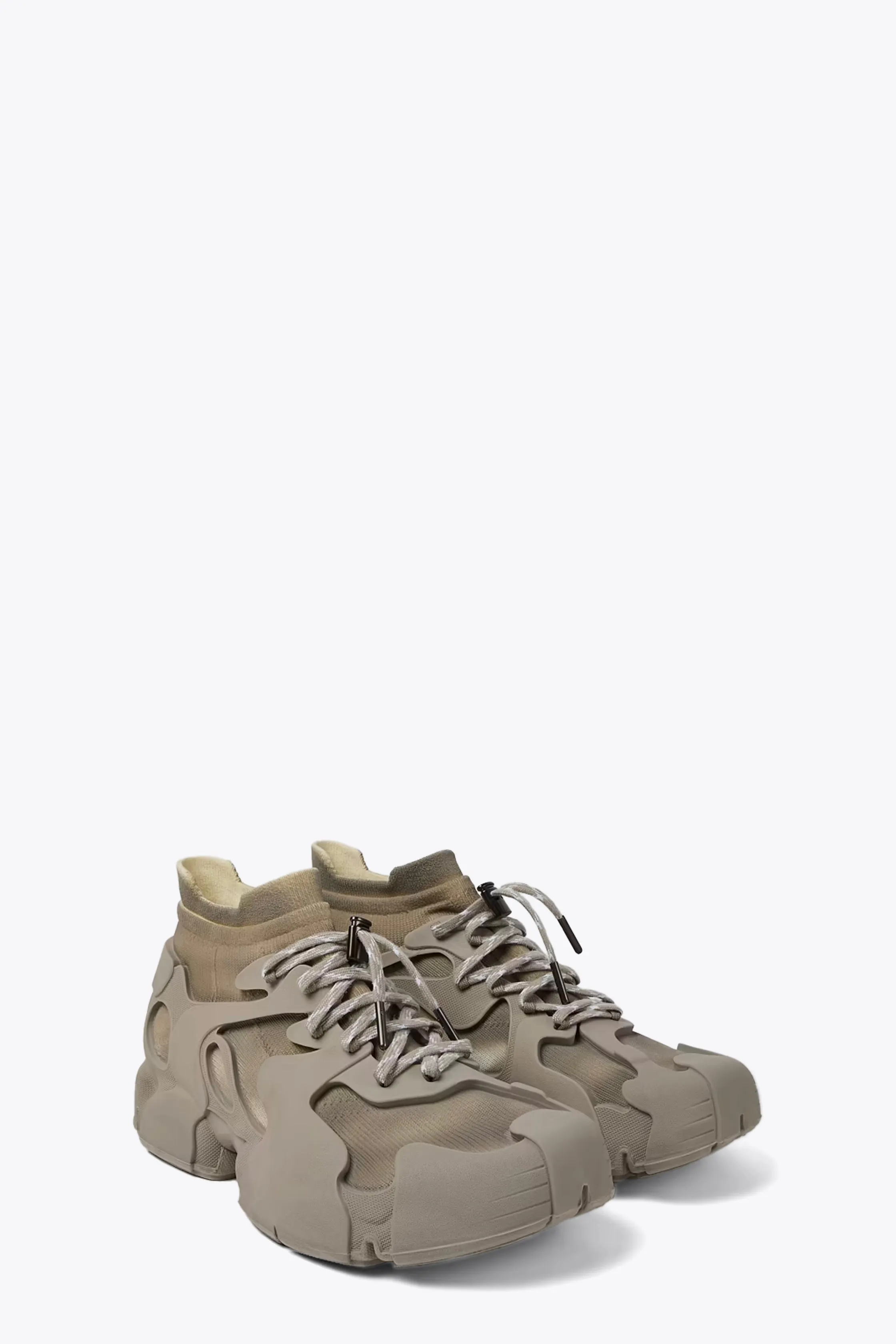 Sneaker mid grigia in tessuto stretch e gomma - Tossu