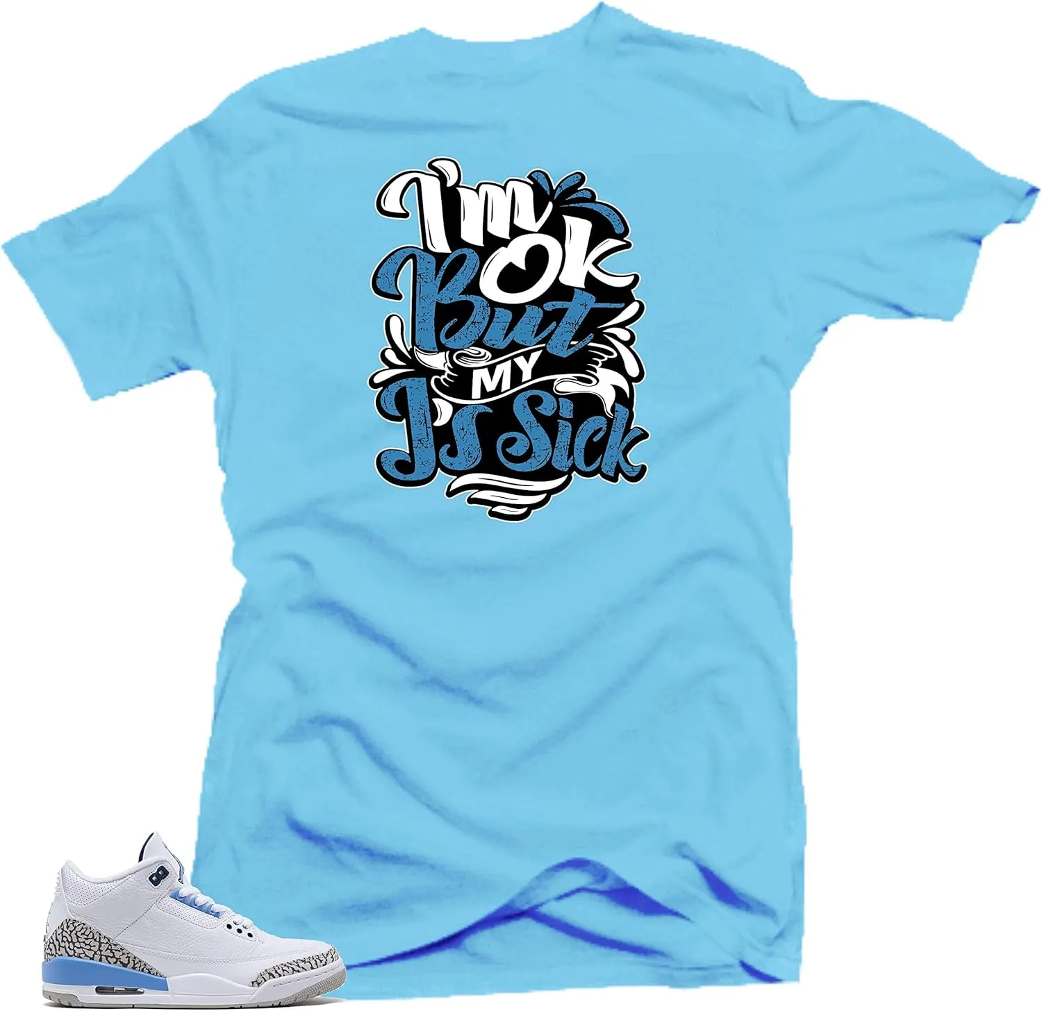SNELOS Jordan 3 UNC Cement Sneaker Shirt to Match