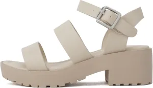 Soda ACCOUNT-2 ~ Little Kids/Children/Girls Open Toe Two Bands Lug sole Fashion Block Heel Sandals with Adjustable Ankle Strap