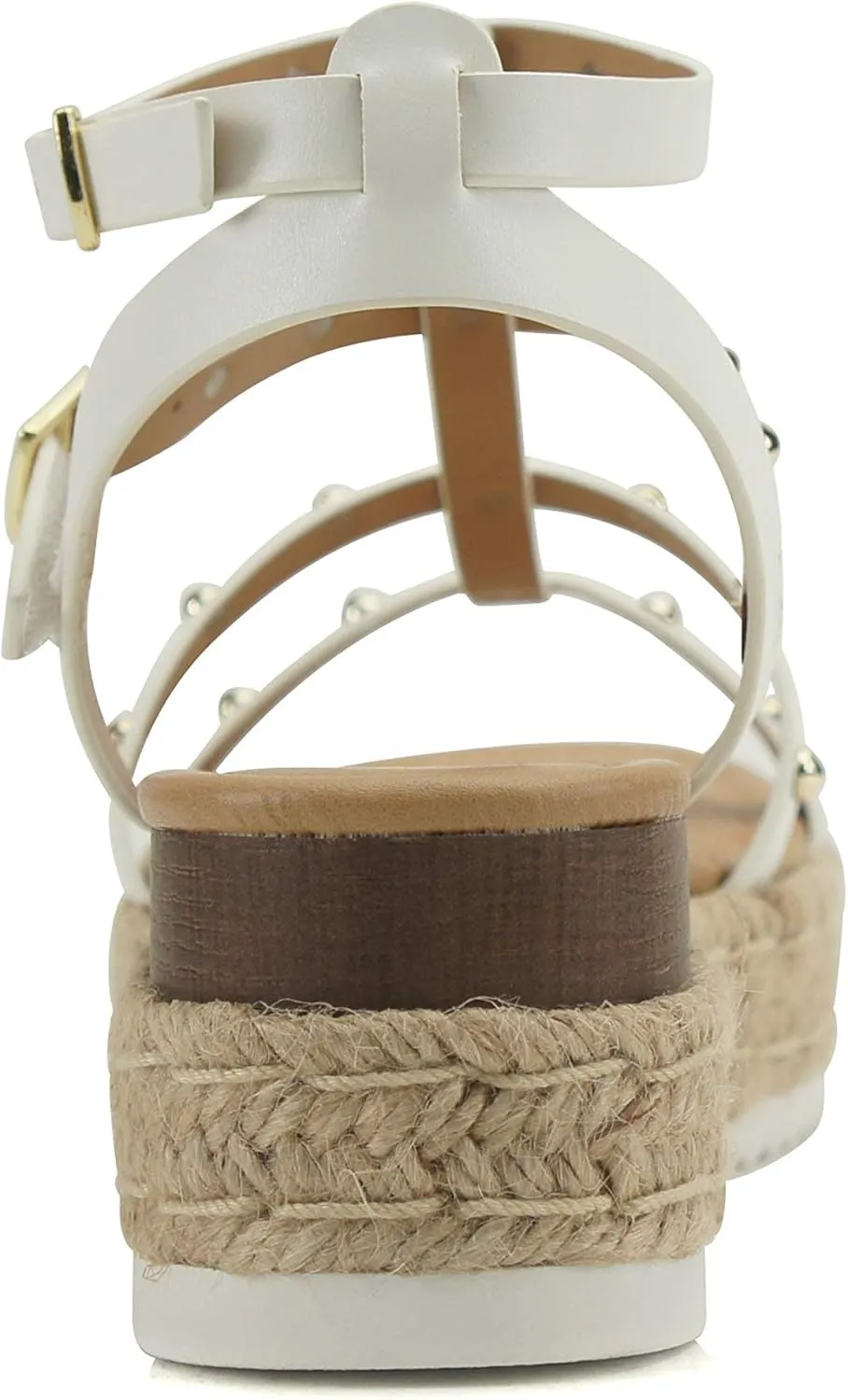 Soda SOMEHOW ~ Women Open Toe Espadrille Wrap Flatform with Round Stud Fisherman Upper Adjustable Buckles Fashion Wedge Sandals