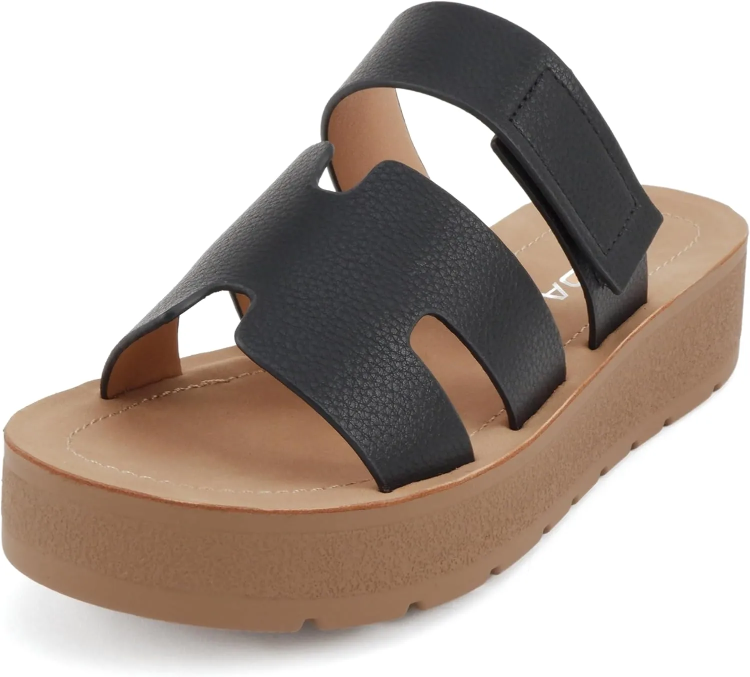 Soda “Tonya” ~ Women Open Round Toe Double Strap Slide On Sandal