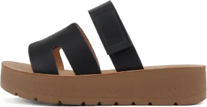 Soda “Tonya” ~ Women Open Round Toe Double Strap Slide On Sandal