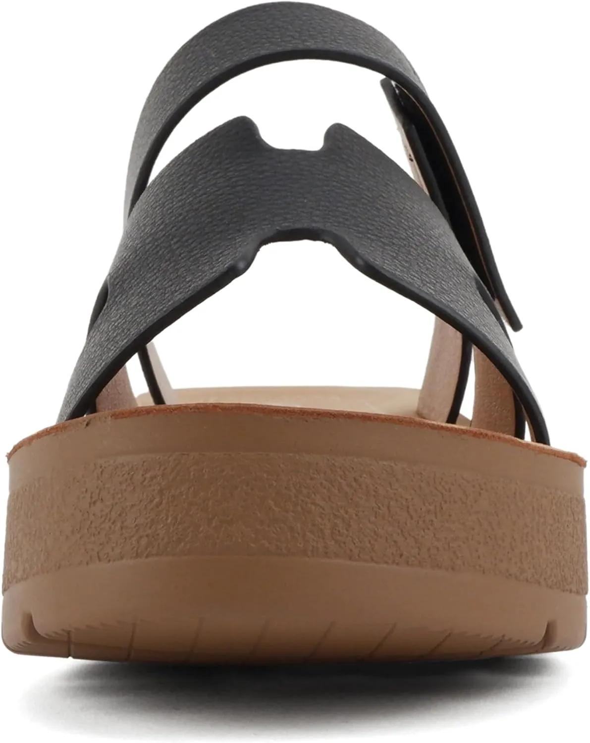 Soda “Tonya” ~ Women Open Round Toe Double Strap Slide On Sandal