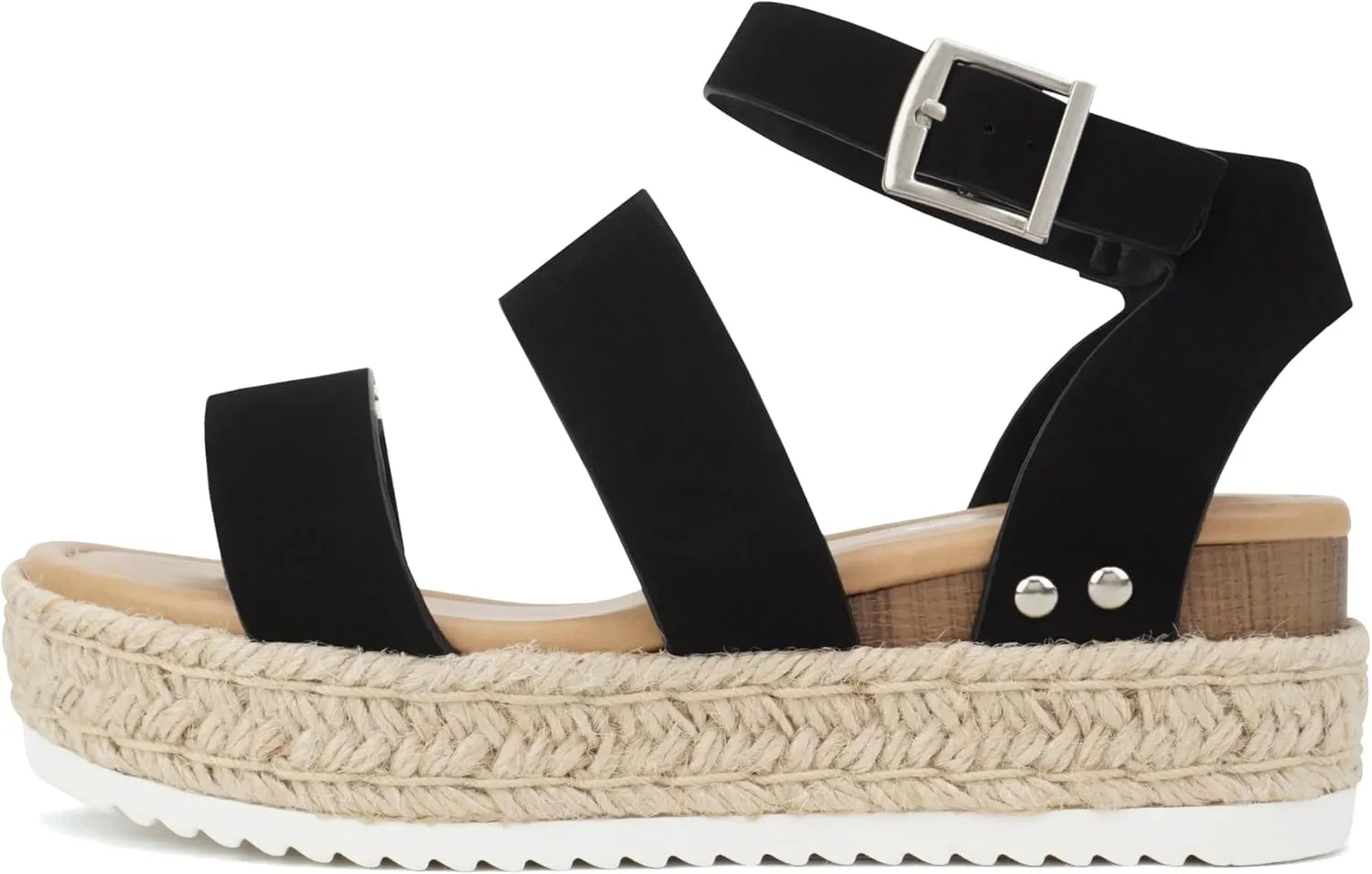 Soda Top Shoe Bryce Open Toe Buckle Ankle Strap Espadrilles Flatform Wedge Casual Sandal