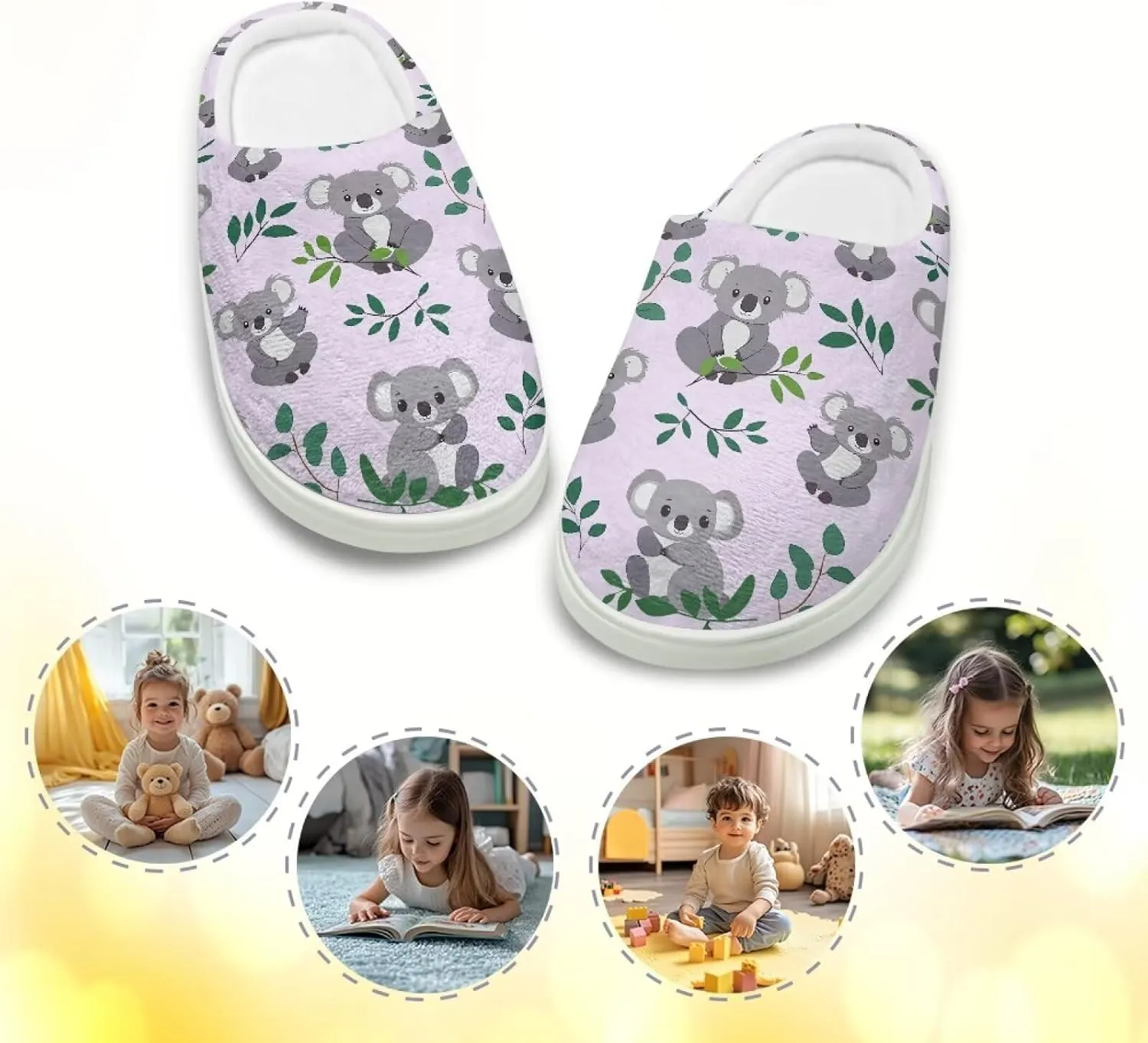 Soft Cozy Slippers for Girls Comfort Warm Home Shoes Cute Animals Print House Slippers Non Slip Plush Slippers Washable for Indoor Outdoor US 9-15