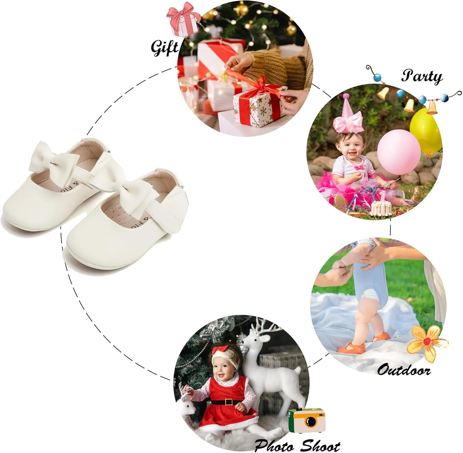 Soft Sole Baby Dress Shoes - Infant Baby Walking Shoes Moccasinss Rubber Sole Crib Shoes.