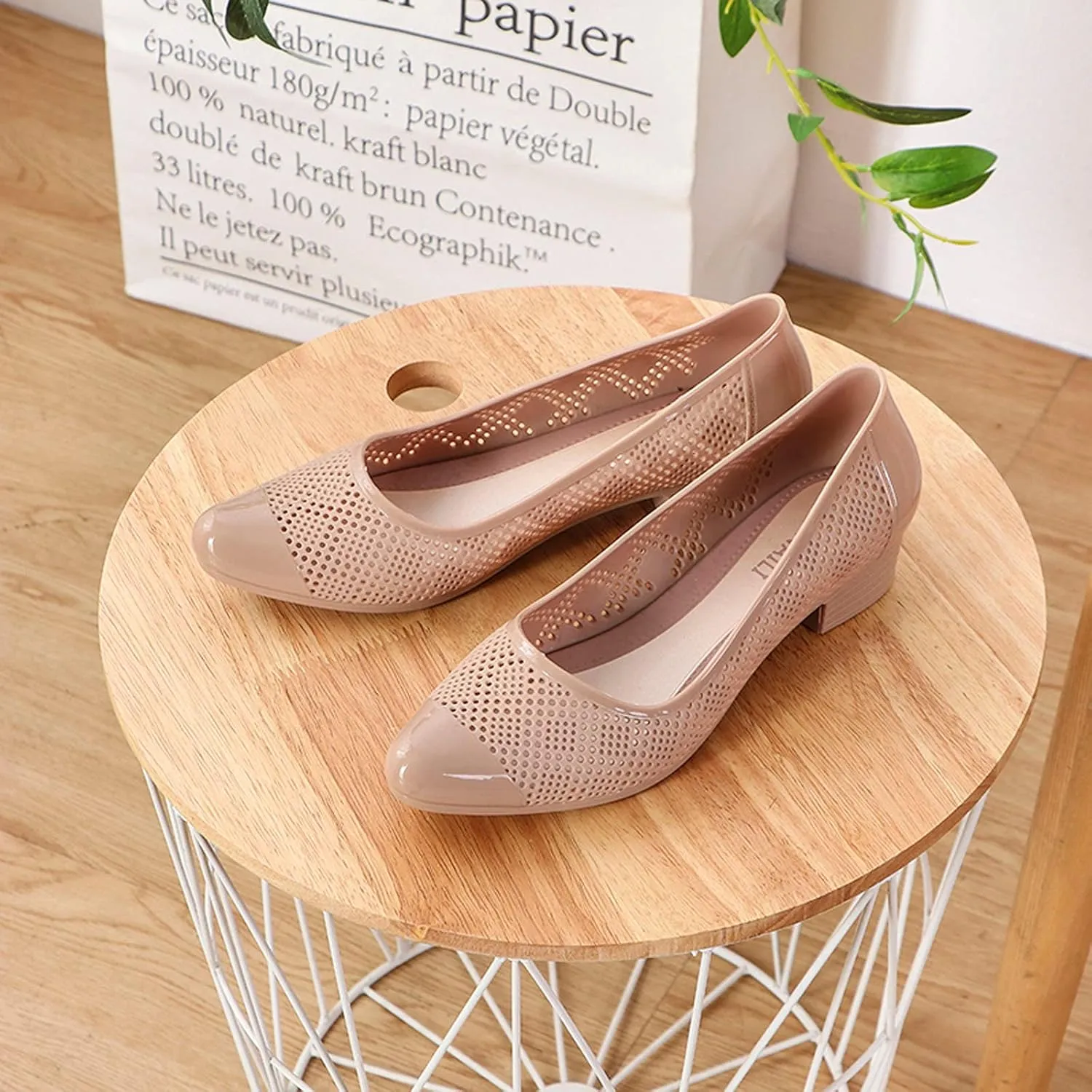 Soft Sole Sandals for Women Casual Summer Pointed Toe Closed Toe Mesh Hollow Breathable Shallow Mouth Slip-on Block Heel Medium Heel Pump Shoes