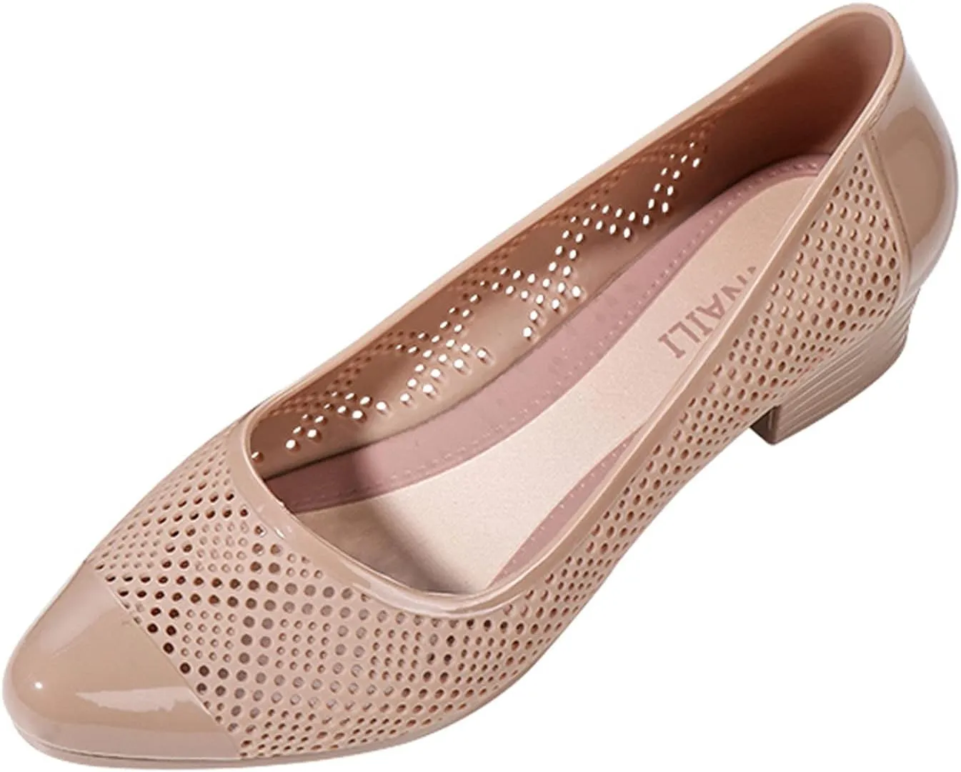 Soft Sole Sandals for Women Casual Summer Pointed Toe Closed Toe Mesh Hollow Breathable Shallow Mouth Slip-on Block Heel Medium Heel Pump Shoes
