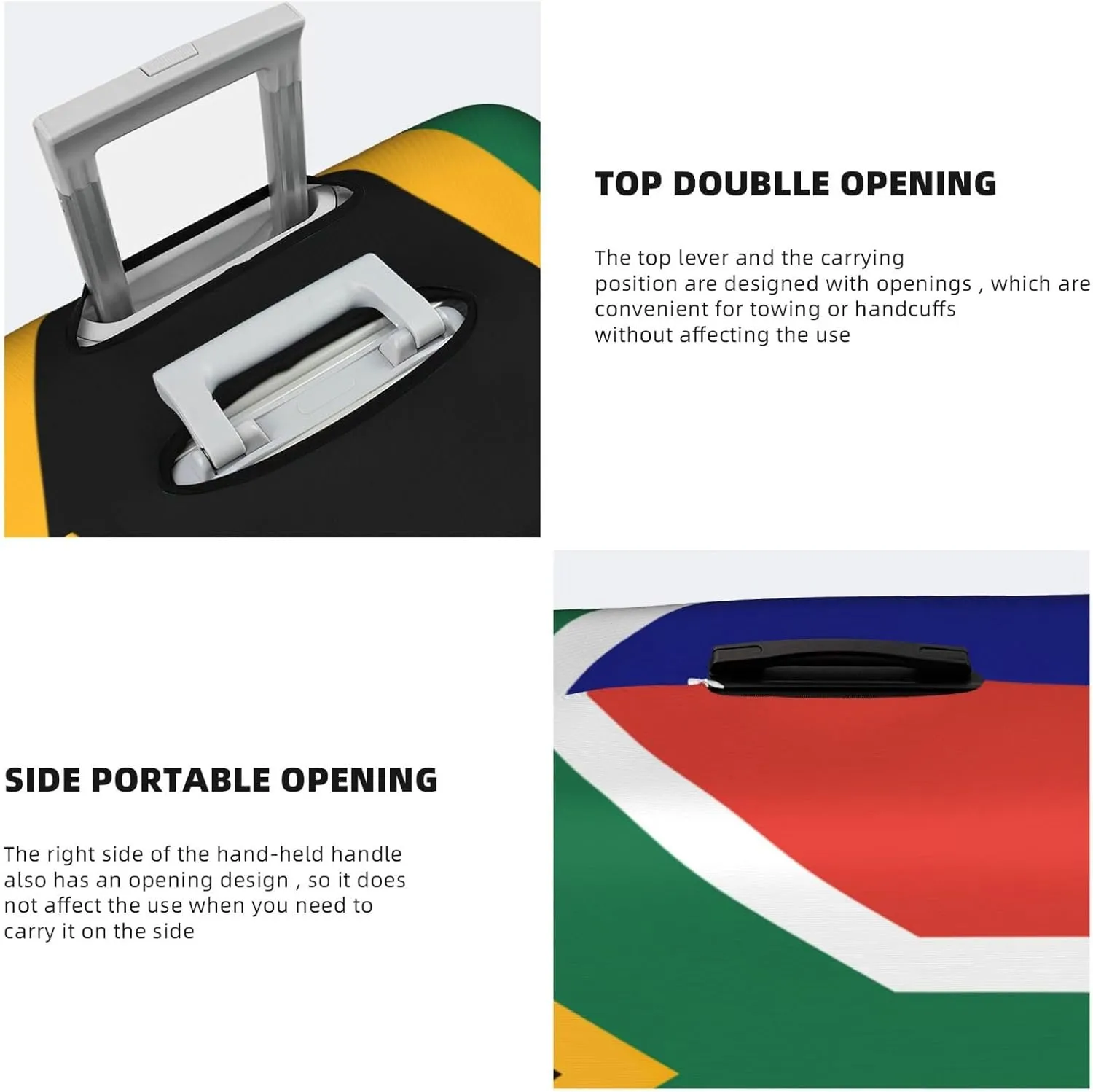 South African Flag Print Luggage Cover For Suitcases, Elastic Travel Bag For Luggage, Stylish Design