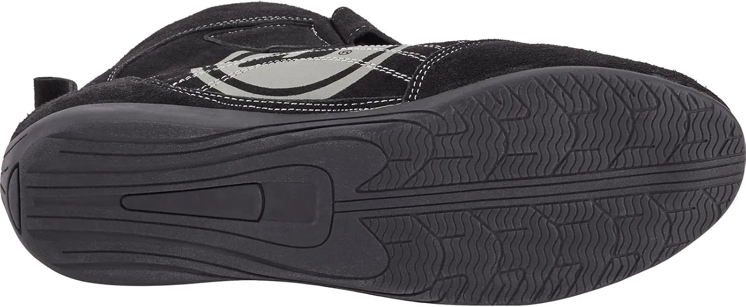 Speedway Motors Viper Mid-Top SFI 3.3/5 Racing Shoes, Size 12: Leather & FRC Construction, Soft Compound Performance Sole, Lace-Up with Hook-and-Loop Closure, Black with Gray Logo