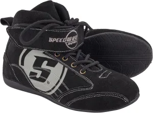 Speedway Motors Viper Mid-Top SFI 3.3/5 Racing Shoes, Size 12: Leather & FRC Construction, Soft Compound Performance Sole, Lace-Up with Hook-and-Loop Closure, Black with Gray Logo