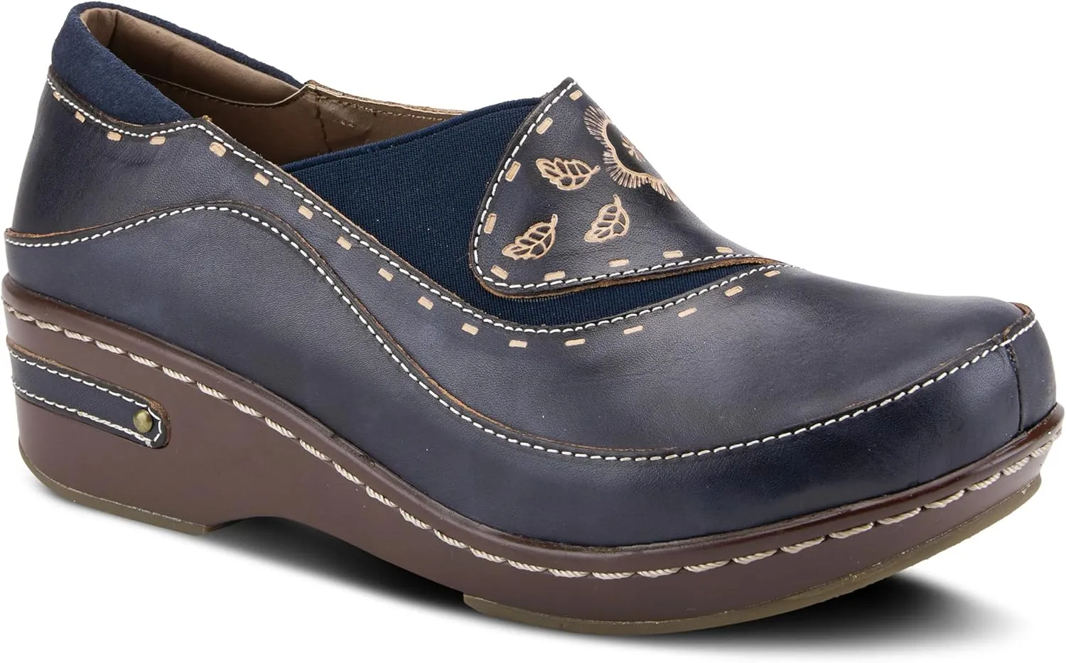 Spring Step L'artiste Burbank Leather Clogs for Women | Designer Hand-Painted Slip-On Shoes | Ladies Casual Platform Clog