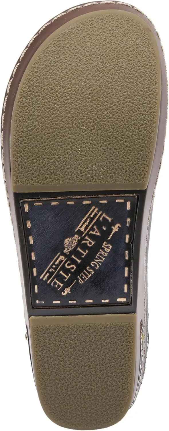 Spring Step L'artiste Burbank Leather Clogs for Women | Designer Hand-Painted Slip-On Shoes | Ladies Casual Platform Clog
