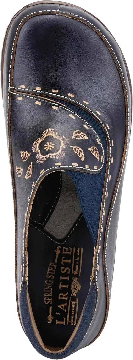 Spring Step L'artiste Burbank Leather Clogs for Women | Designer Hand-Painted Slip-On Shoes | Ladies Casual Platform Clog