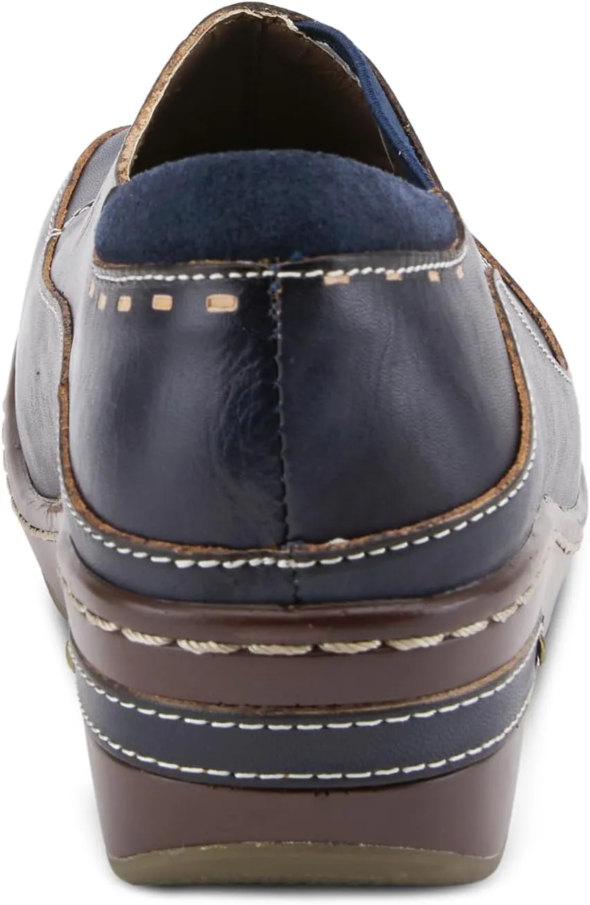 Spring Step L'artiste Burbank Leather Clogs for Women | Designer Hand-Painted Slip-On Shoes | Ladies Casual Platform Clog