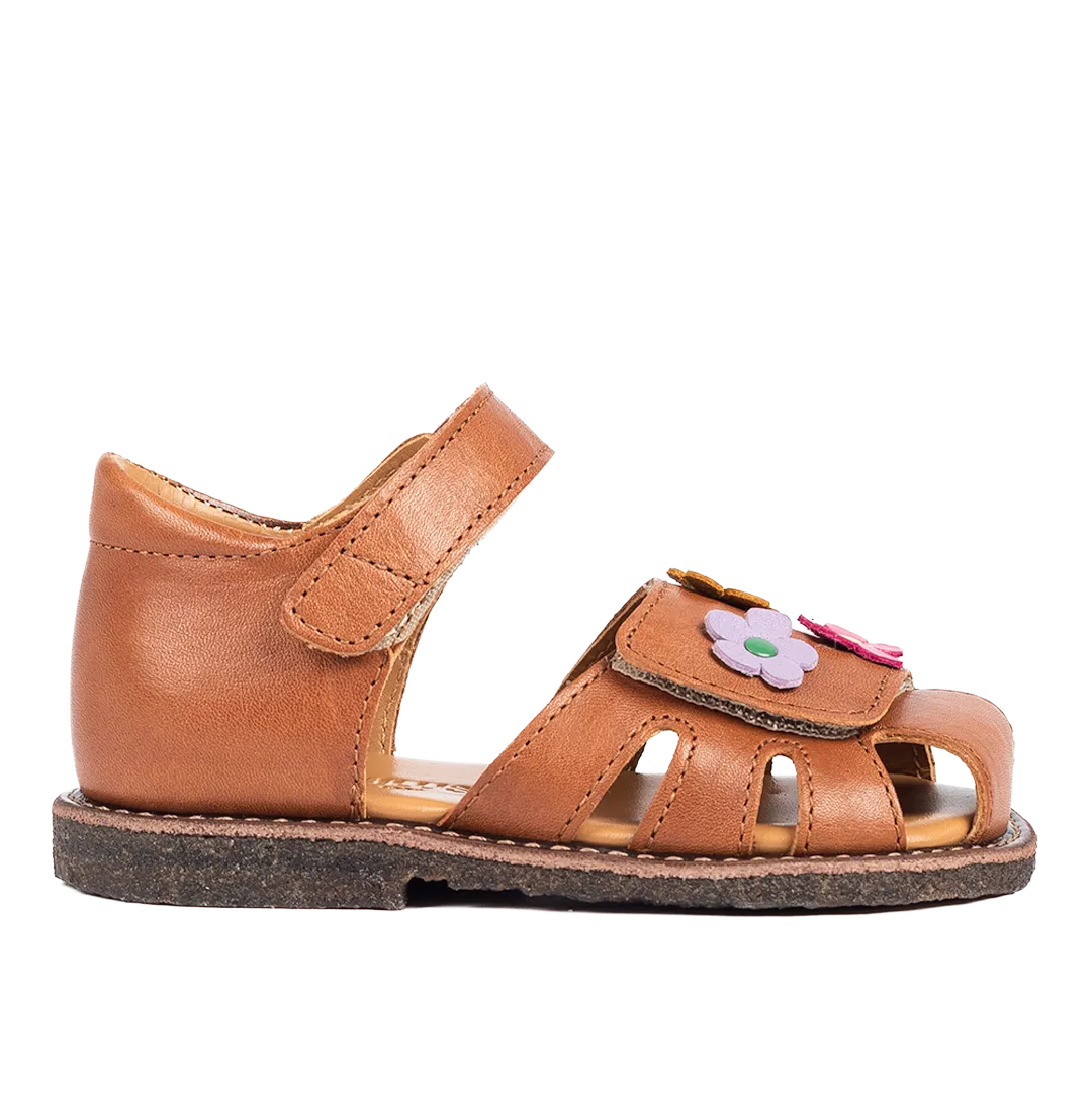 starter sandal with floral applications