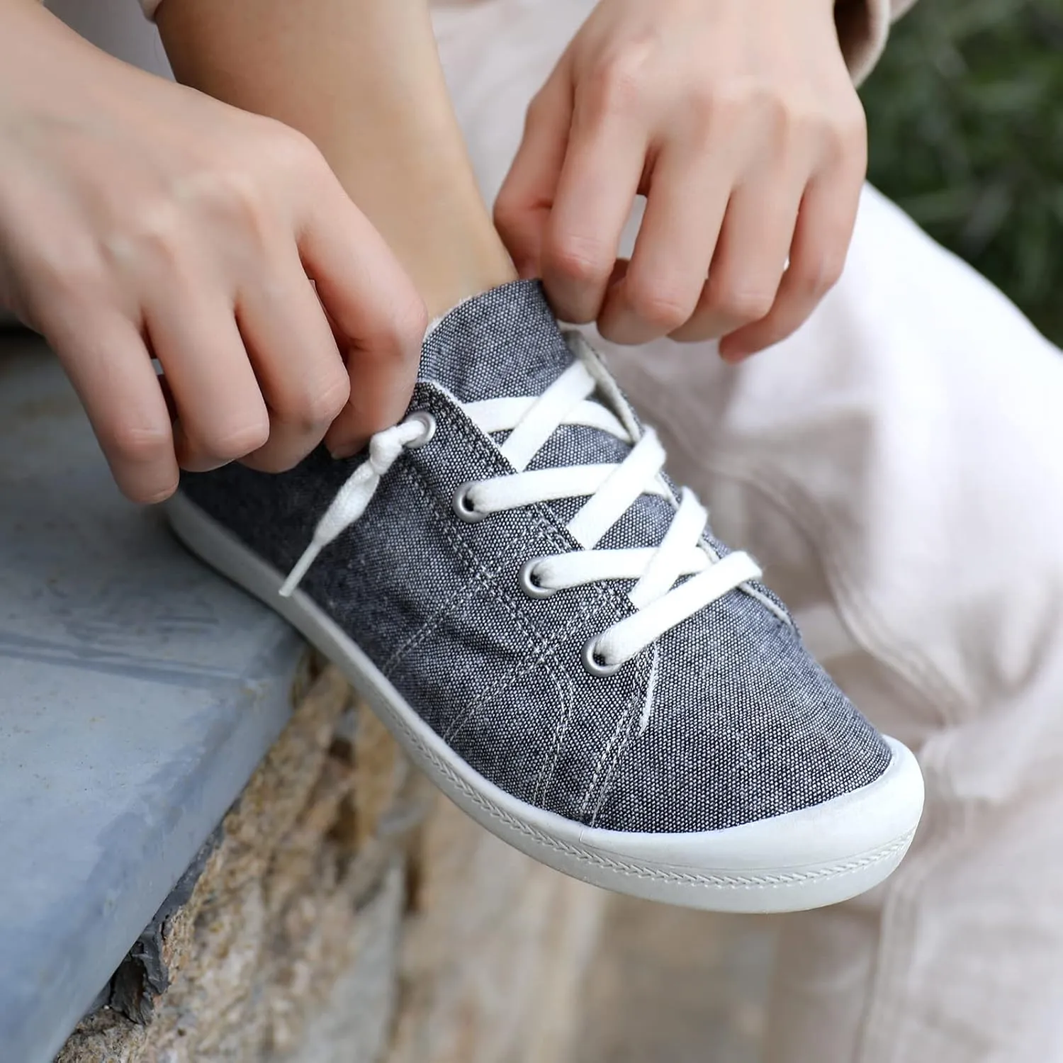 STQ Women Slip On Sneakers, Comfortable Casual Canvas Shoes