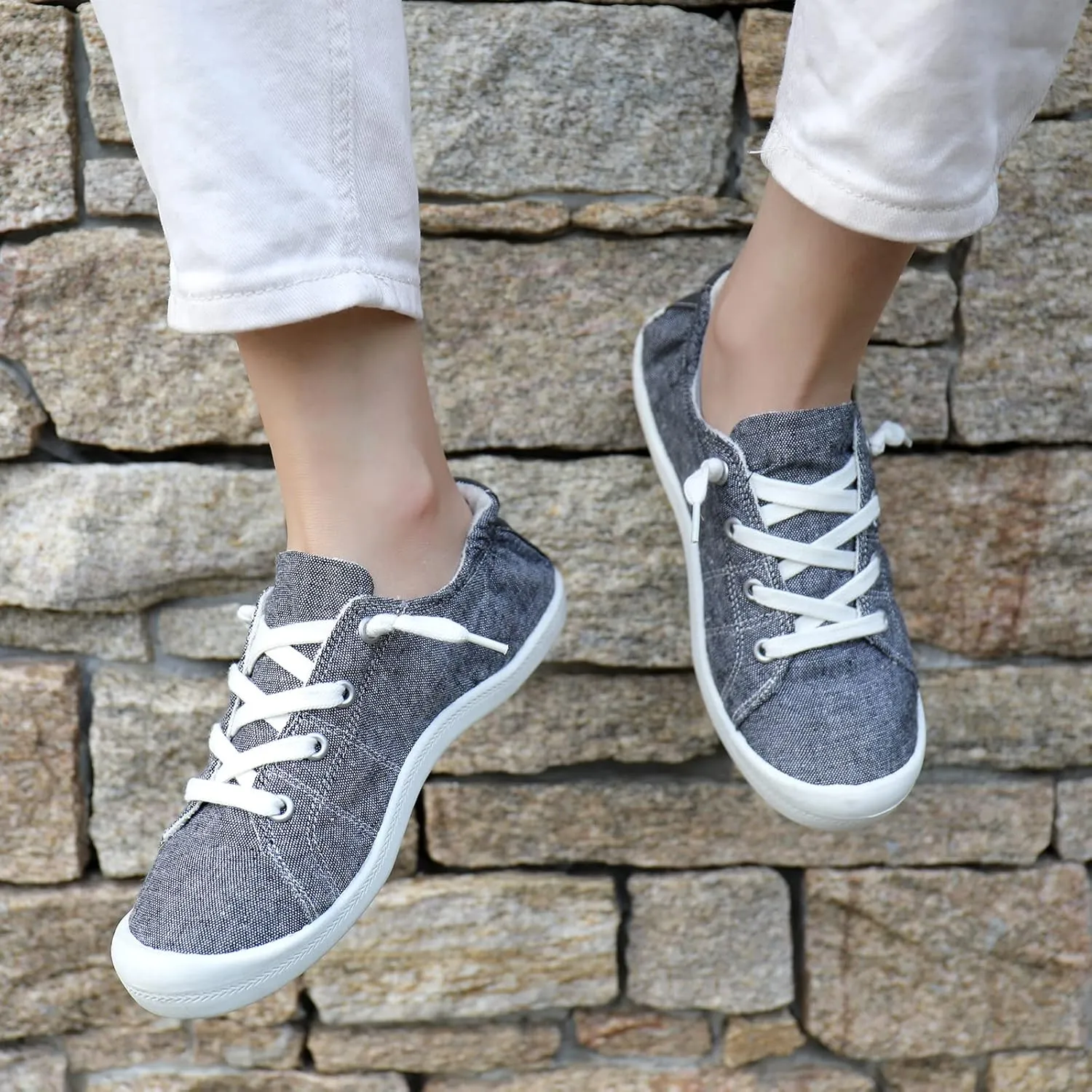 STQ Women Slip On Sneakers, Comfortable Casual Canvas Shoes