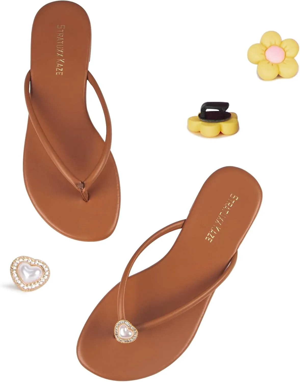 Stratuxx Kaze Flip Flops for Women Open Toe Slide Flat Sandals Casual Summer Beach Thong Slippers