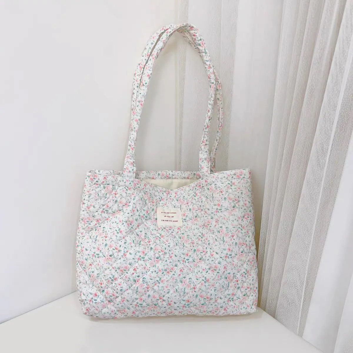 Sunwel Fashion Top Zipper Women Floral Quilted Tote Bag for Work Travel Gym Shopping Beach