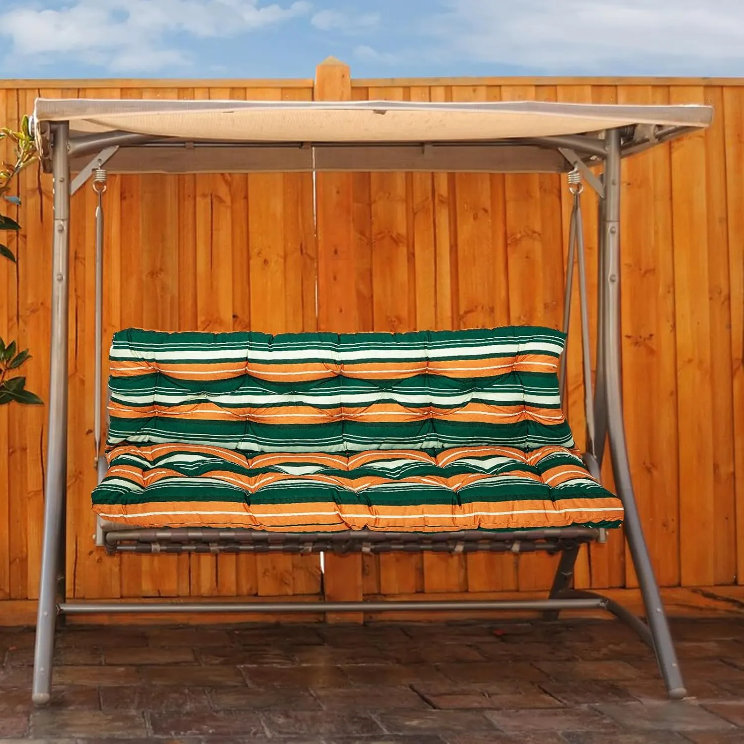 Swing Replacement Seat Cushions, 2-3 Seater Bench Cushions for Outdoor Furnitur with Backrest, Garden Recliner Seat Cushions Waterproof Sofa Pads (60x40in)