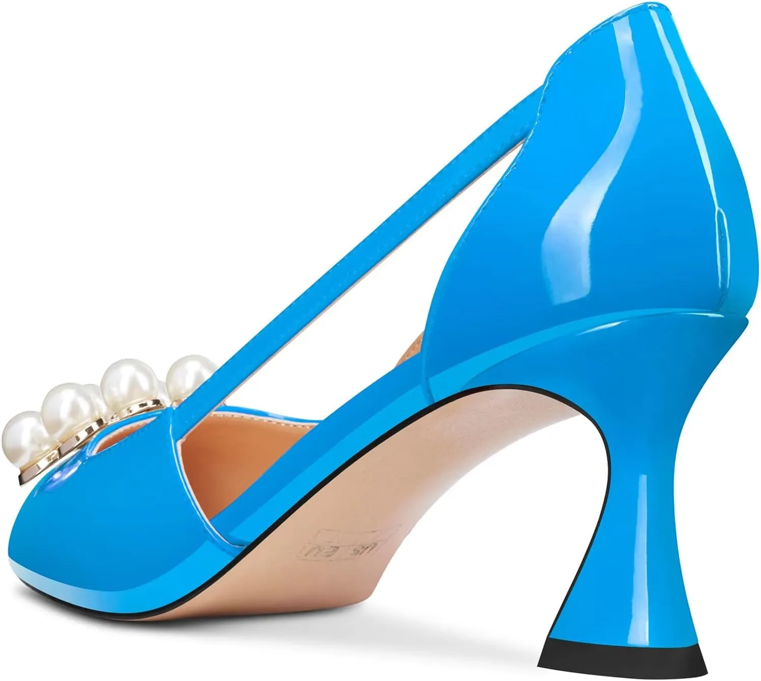 TNYNFBEB Women Chunky Block Mid Heel Close Pointed Toe Pumps Slip-on Rhinestone Crystal Party Cute 2.6 Inches Heels