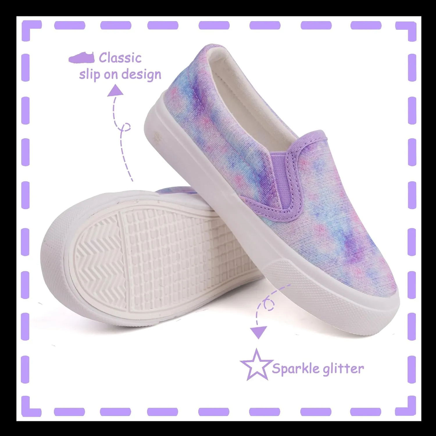 Toandon Toddler Kids Girls Sparkle Slip On Walking Shoes Age 2-10