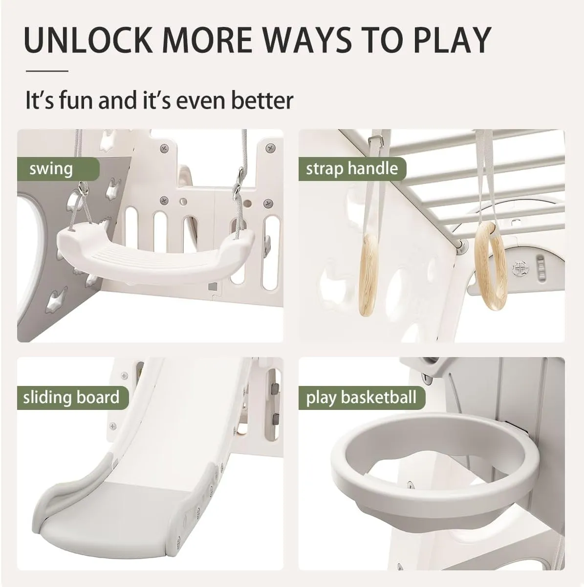 Toddler Climber and Slide Playset, Indoor Playground Set with Slide for Kids 3-6, Gymnastic Ring, Monkey Bars and Basketball Hoop, Indoor Kids Jungle Gym for Toddlers
