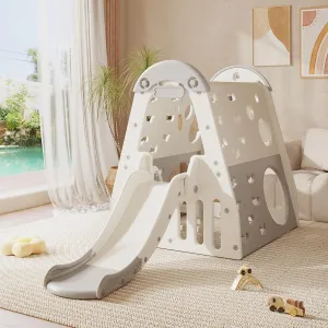 Toddler Climber and Slide Playset, Indoor Playground Set with Slide for Kids 3-6, Gymnastic Ring, Monkey Bars and Basketball Hoop, Indoor Kids Jungle Gym for Toddlers