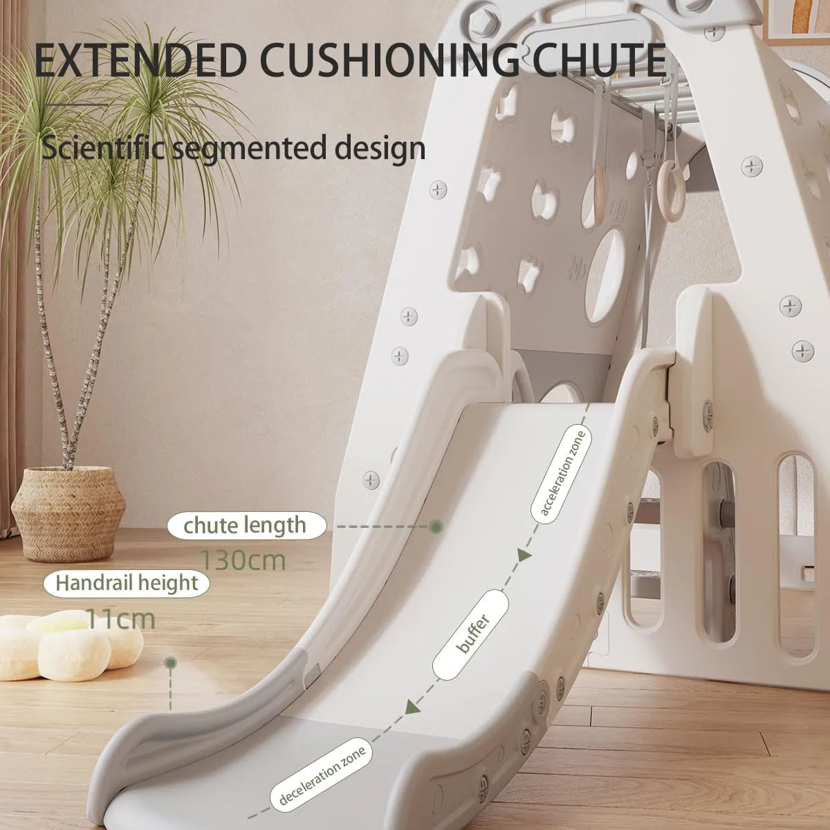 Toddler Climber and Slide Playset, Indoor Playground Set with Slide for Kids 3-6, Gymnastic Ring, Monkey Bars and Basketball Hoop, Indoor Kids Jungle Gym for Toddlers