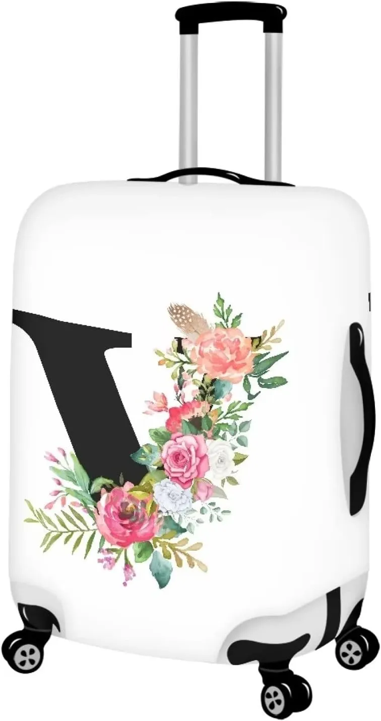 TODIYADDU Artistic Flowers Clear Suitcase Cover for Luggage with Concealed Zipper Machine Washable Uprights Trolley Case Protector Covers Soft Luggage Covers for Suitcase, L