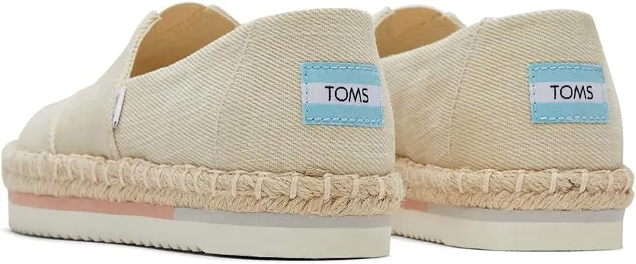 TOMS Womens Alpargata Platform Rope Slip On Flats Casual - Beige