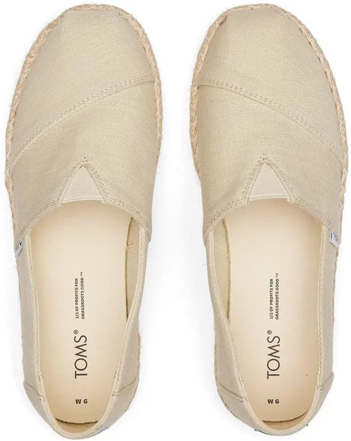 TOMS Womens Alpargata Platform Rope Slip On Flats Casual - Beige
