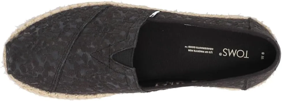 TOMS Womens Alpargata Rope Slip On Flats Casual - Black