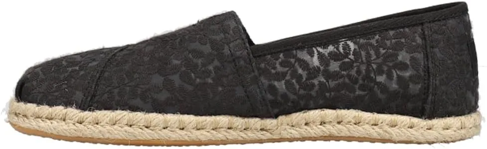 TOMS Womens Alpargata Rope Slip On Flats Casual - Black