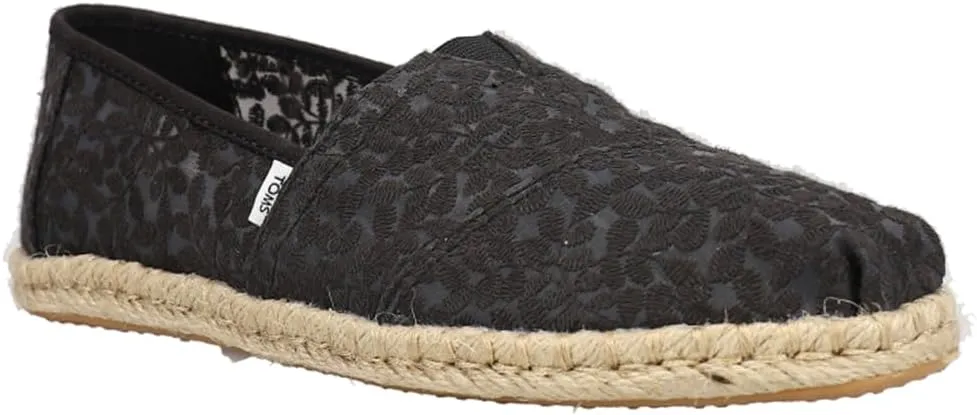 TOMS Womens Alpargata Rope Slip On Flats Casual - Black