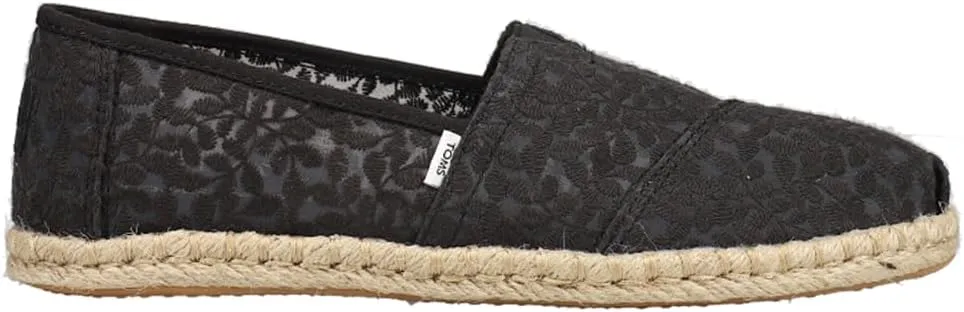 TOMS Womens Alpargata Rope Slip On Flats Casual - Black