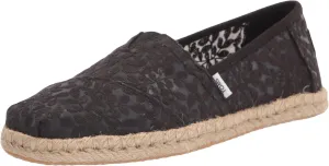TOMS Womens Alpargata Rope Slip On Flats Casual - Black