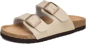 Torotto Kids Sandals Boys Girls Slide Summer Non-slip Cork Glitter Toddler Slippers with Adjustable Straps for Indoor & Outdoor