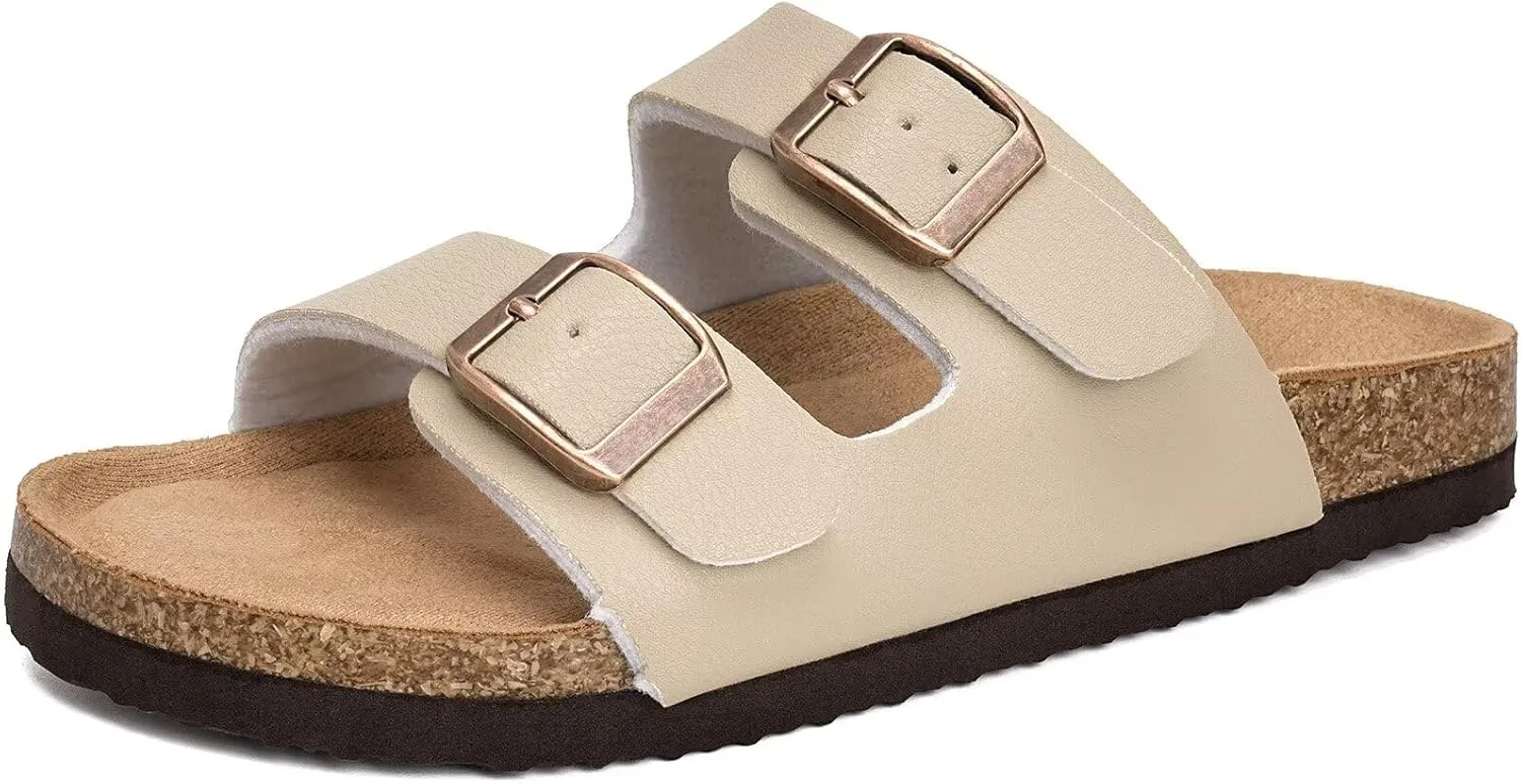 Torotto Kids Sandals Boys Girls Slide Summer Non-slip Cork Glitter Toddler Slippers with Adjustable Straps for Indoor & Outdoor