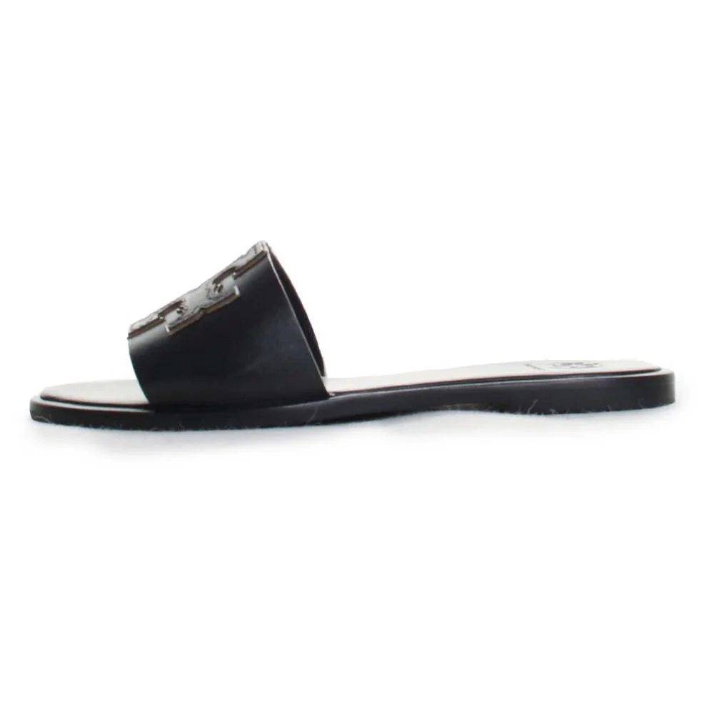 Tory Burch Women's INES Slide Leather Cushioned Sandals 9.5 Perfect Black/Silver