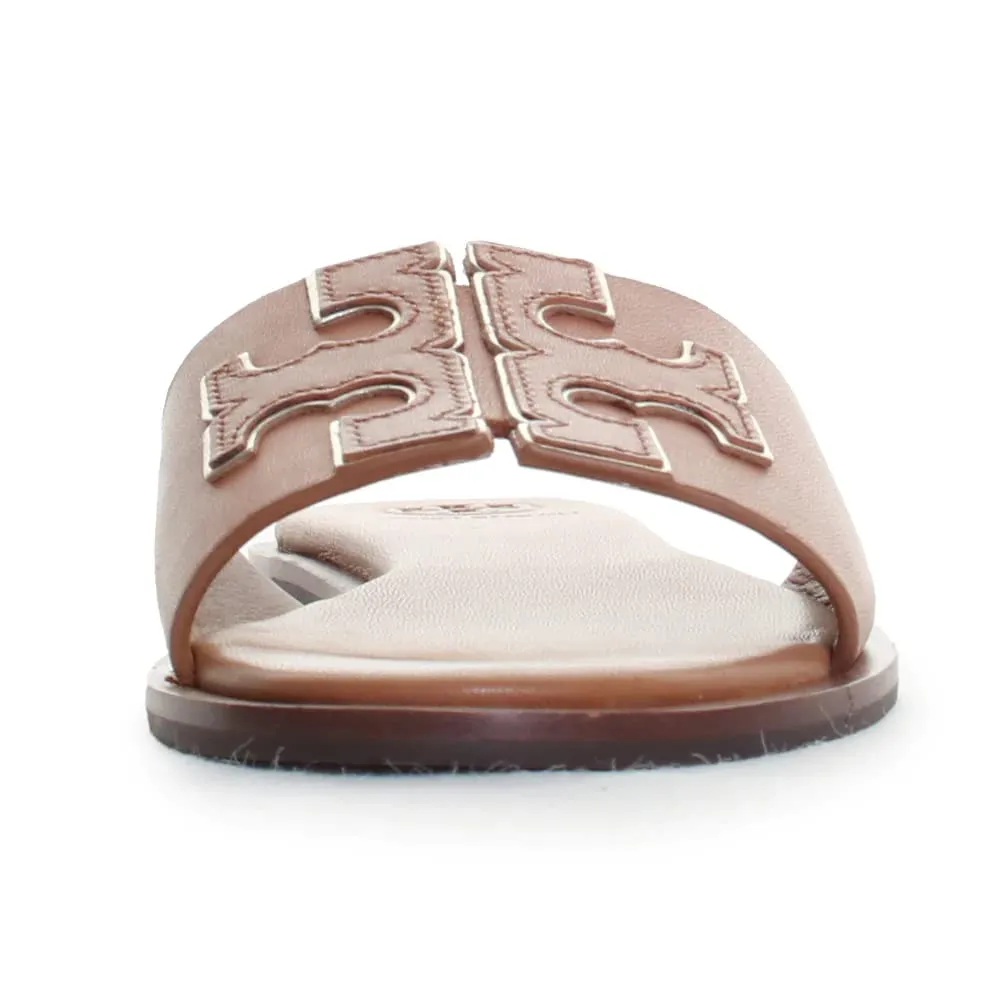 Tory Burch Women's INES Slide Leather Cushioned Sandals 9.5 Perfect Black/Silver