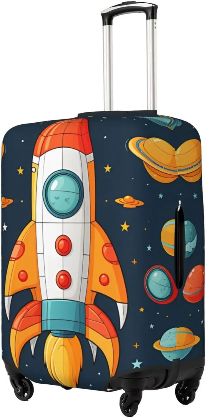 Travel Luggage Cover Suitcase Protector Elastic Washable rocket clipart space ship Suitcase Cover Anti-scratch Spandex Baggage Covers Fits 18-32 Inch Luggage