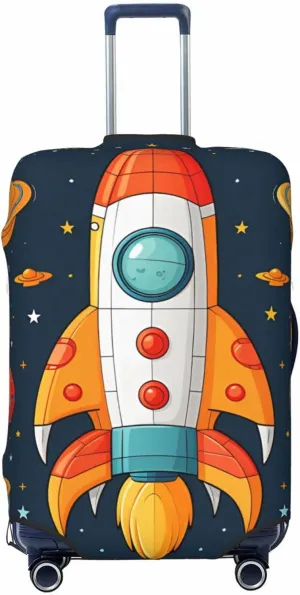 Travel Luggage Cover Suitcase Protector Elastic Washable rocket clipart space ship Suitcase Cover Anti-scratch Spandex Baggage Covers Fits 18-32 Inch Luggage