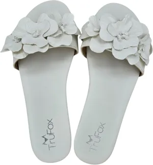 TruFox Women's Flower Flat Sandals Dressy Open Toe Sandals Comfortable Slip On Summer Slide Sandals